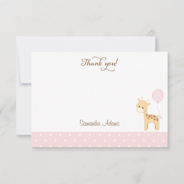 Cute Giraffe Birthday Tack du Card Anteckningskort (Framsida)