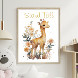 Cute Giraffe Blommigt Animal Print Poster