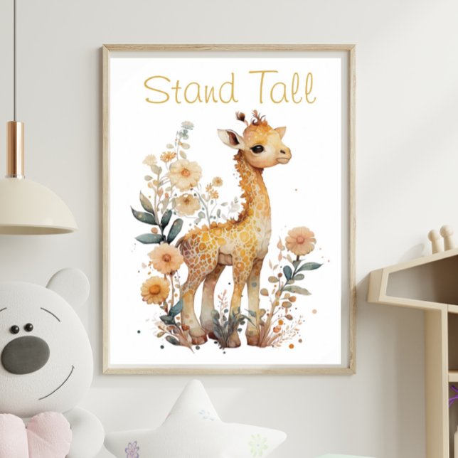 Cute Giraffe Blommigt Animal Print Poster (Skapare uppladdad)