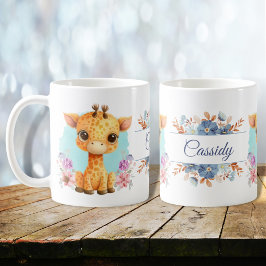 Cute Giraffe-Blommigten, Personlig Kaffemugg