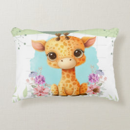 Cute Giraffe-Blommigten, Personlig Prydnadskudde