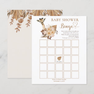 Cute Giraffe Boho, torkade gräs, babyskor Bingo