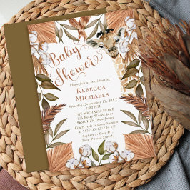 Cute Giraffe Boho, torkade gräs, babyskor Invita Inbjudningar