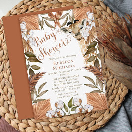 Cute Giraffe Boho, torkade gräsbebisskor Inbjudningar