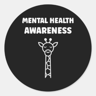 Cute Giraffe Brain Sjukdom Animal Mental Health Aw Runt Klistermärke