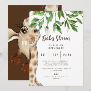 Cute Giraffe Brown Baby Shower-inbjudan Inbjudningar