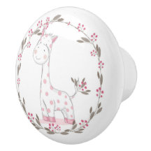 Cute Giraffe Ceramic Knob