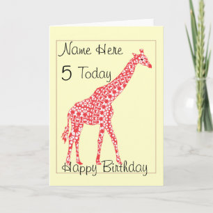 Cute Giraffe Child's Personlig Age Birthday Ca Kort