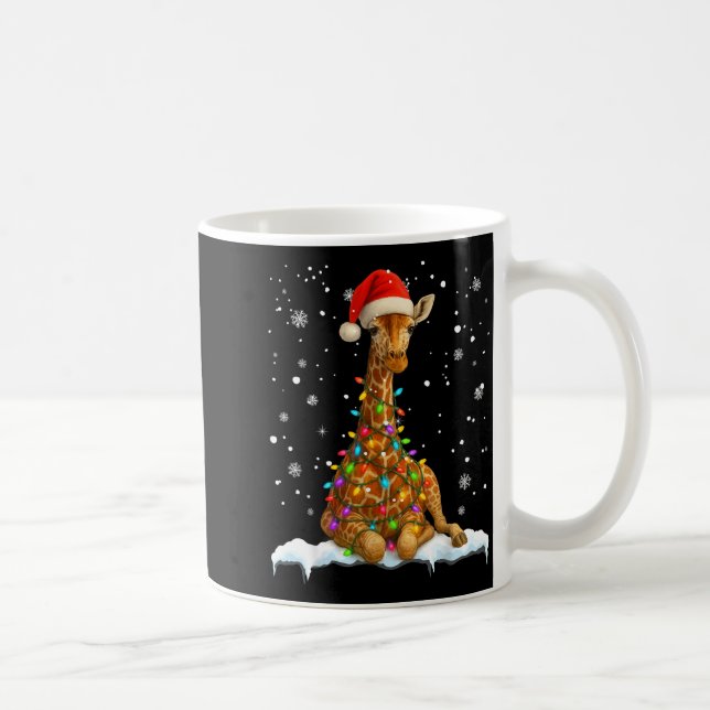Cute Giraffe Christmas Light Funny Giraffe Lover X Kaffemugg (Höger)