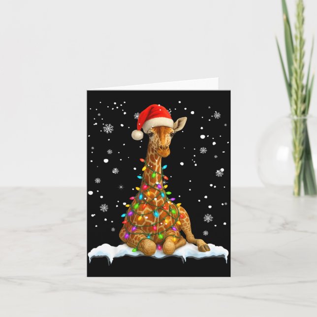 Cute Giraffe Christmas Light Funny Giraffe Lover X Kort (Framsida)