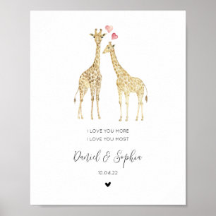 Cute Giraffe Couple på Kärlek-årsdagen Poster