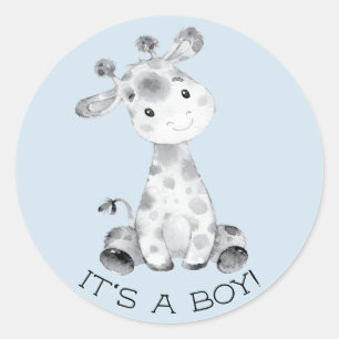 Cute Giraffe, det är en Boy Favor Sticker Runt Klistermärke