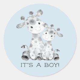 Cute Giraffe, det är en Boy Favor Sticker Runt Klistermärke