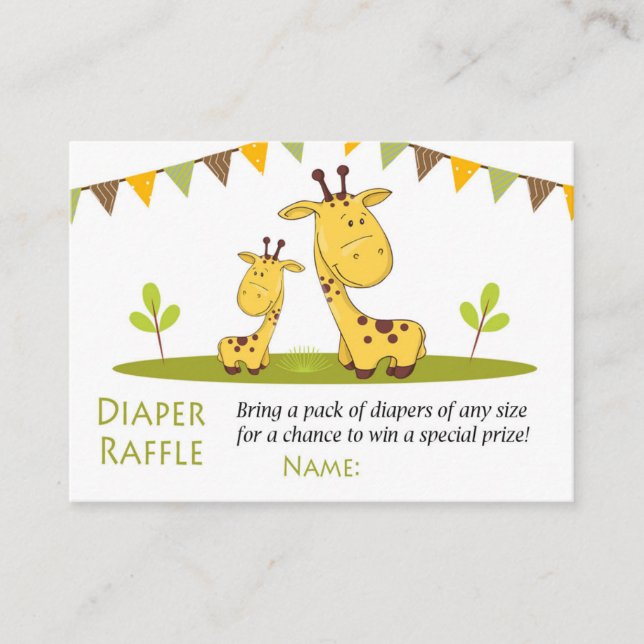 Cute giraffe Diaper Raffle Biljett (Framsida)