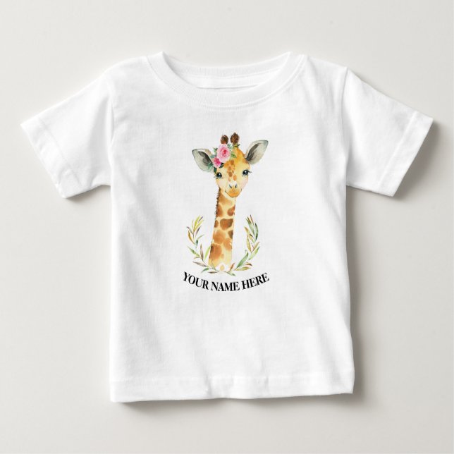 Cute Giraffe-djur 1:a födelsedag boho T Shirt (Framsida)
