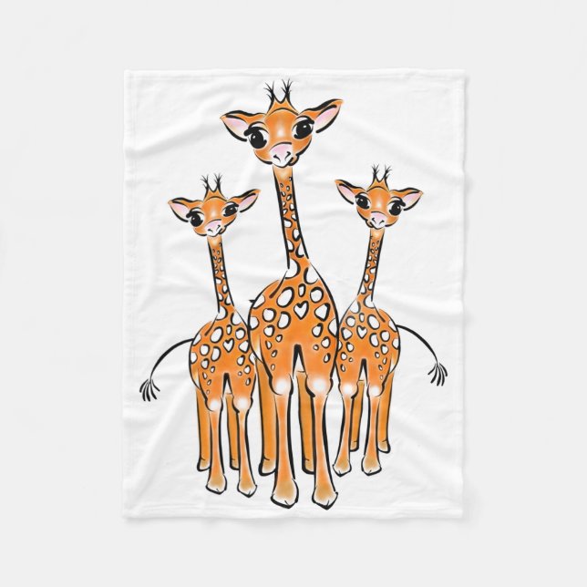 Cute Giraffe-familjen teckning safari-djur Fleecefilt (Framsidan)