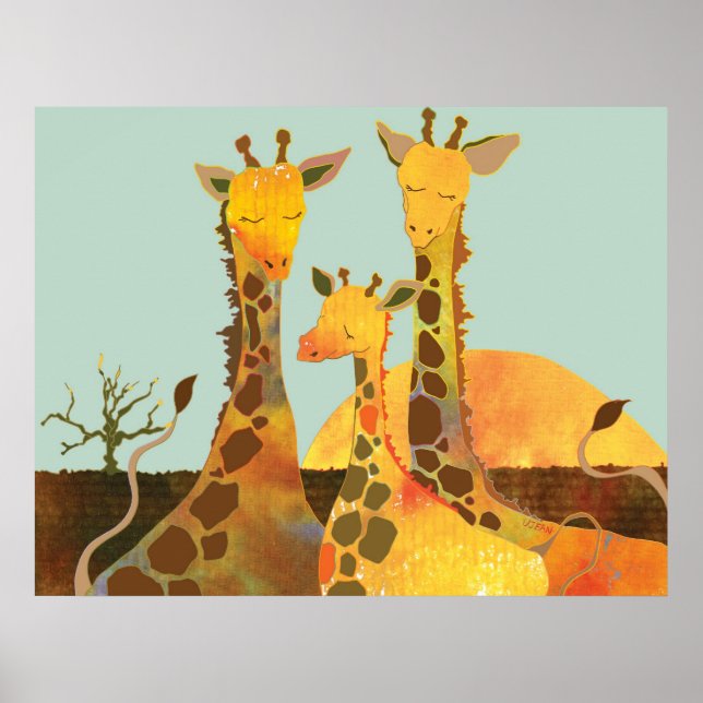 Cute Giraffe Family Poster (Framsidan)