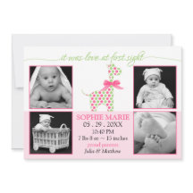 Cute Giraffe Flicka Photo Birth Notice