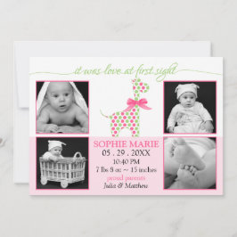 Cute Giraffe Flicka Photo Birth Notice Meddelande
