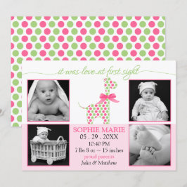 Cute Giraffe Flicka Photo Birth Notice Meddelande