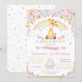 Cute Giraffe Födelsedagsfest inbjudan Girl