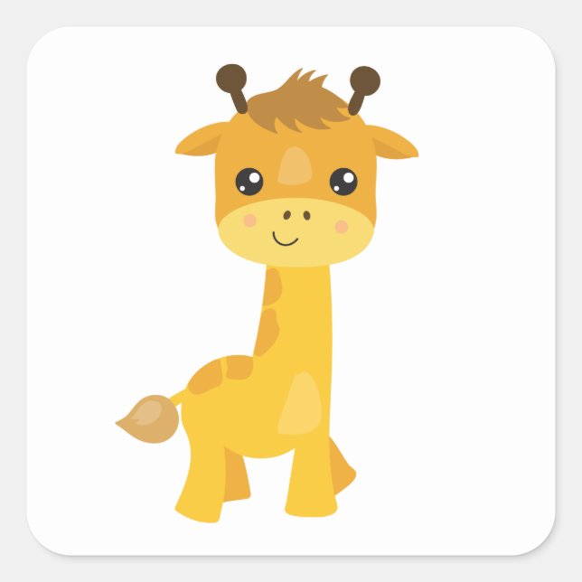 Cute Giraffe Fyrkantigt Klistermärke (Framsida)