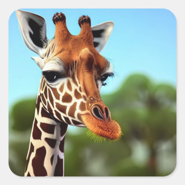Cute Giraffe Fyrkantigt Klistermärke (Framsida)