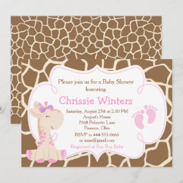 Cute Giraffe Girl Rosa Baby Shower Inbjudningar