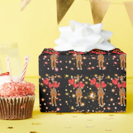 Cute giraffe, glitter gnistra, hjärtballonger presentpapper
