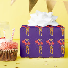 Cute giraffe, glitter gnistra hjärtballonger presentpapper