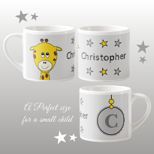 Cute giraffe grått-gult med stjärnor för barn espressomugg