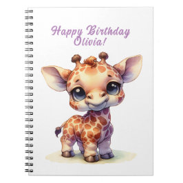 Cute giraffe grattis på födelsedagen anteckningsbok
