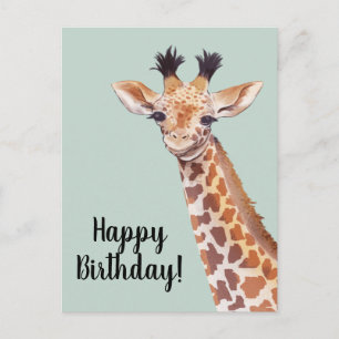 Cute Giraffe Grattis på födelsedagen Vykort