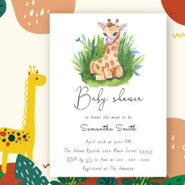 Cute Giraffe Greenery Baby Shower Inbjudningar
