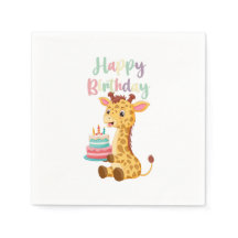 Cute Giraffe Happy Birthday Kids Party