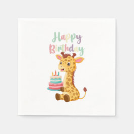 Cute Giraffe Happy Birthday Kids Party Pappersservett