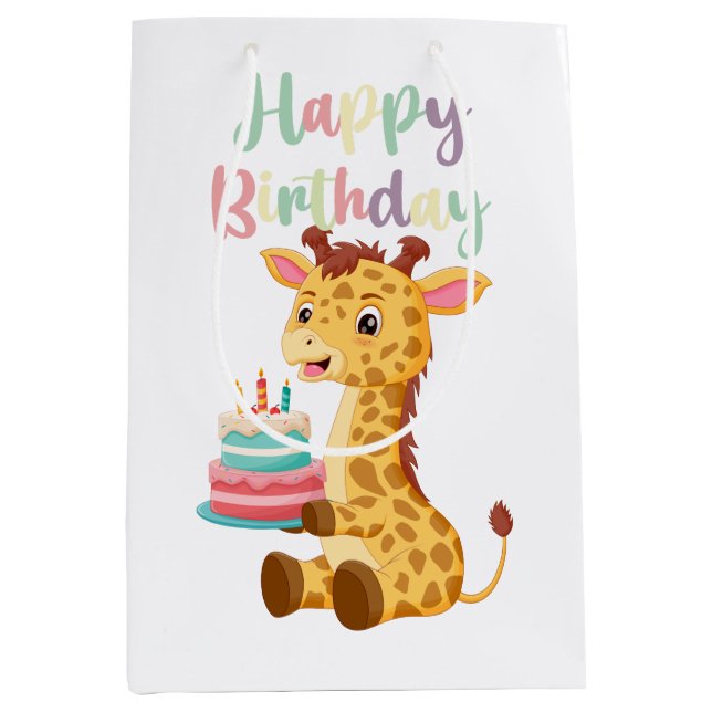 Cute Giraffe Happy Birthday Kids (Personalise) (Framsidan)