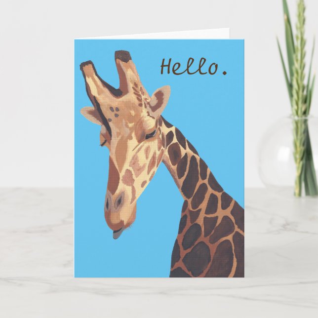 Cute Giraffe Head Painting Hej Greeting Cards Kort (Framsida)