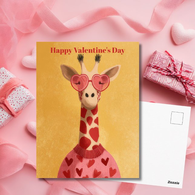 Cute Giraffe Hearts Pullover Valentine`s Day Card  Vykort (Skapare uppladdad)