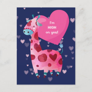 Cute Giraffe High på You Valentine Vykort