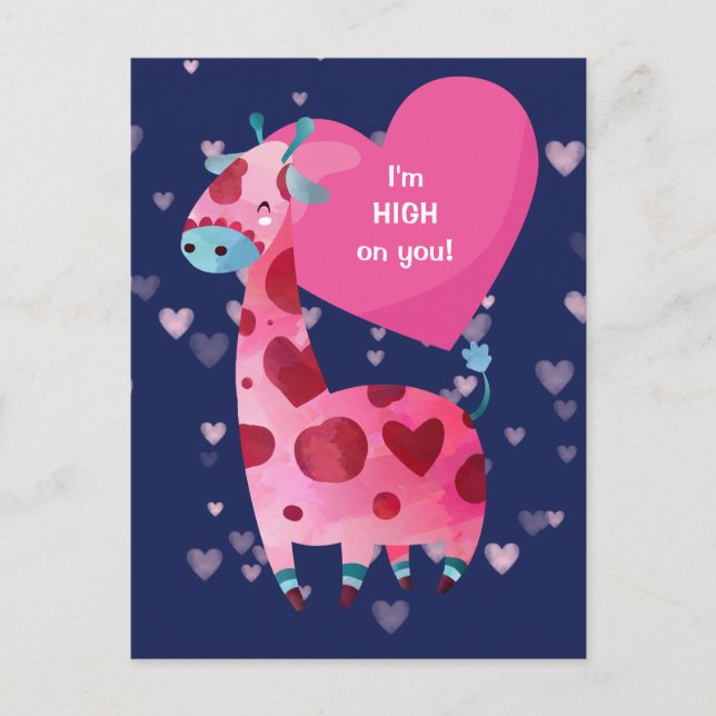 Cute Giraffe High på You Valentine Vykort (Framsida)
