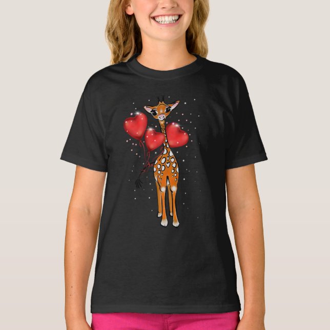 Cute giraffe | hjärtballonger t shirt (Framsida)