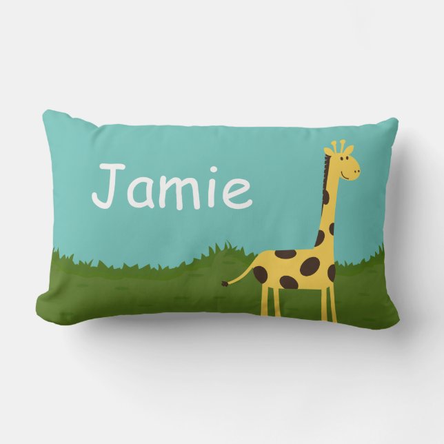 Cute Giraffe i Grass Personlig Dekorativ kudde (Framsida)