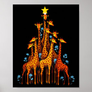 Cute Giraffe i Julgran Hat-Blommigten Giraffe Poster