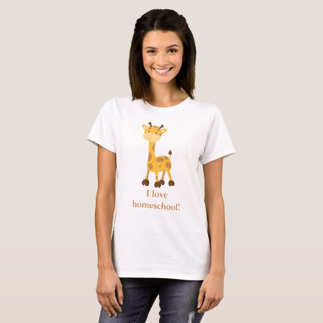 Cute Giraffe I kärlek homeschool Tee Shirt (Hel framsida)