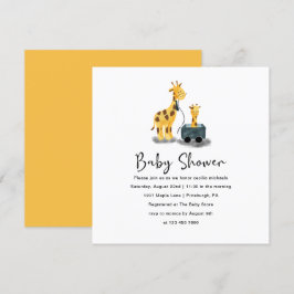 Cute Giraffe Illustration Baby Shower-inbjudan Inbjudningar