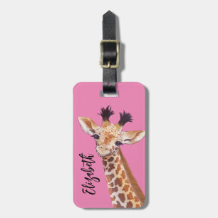 Cute Giraffe Illustration Personlig Bagagebricka