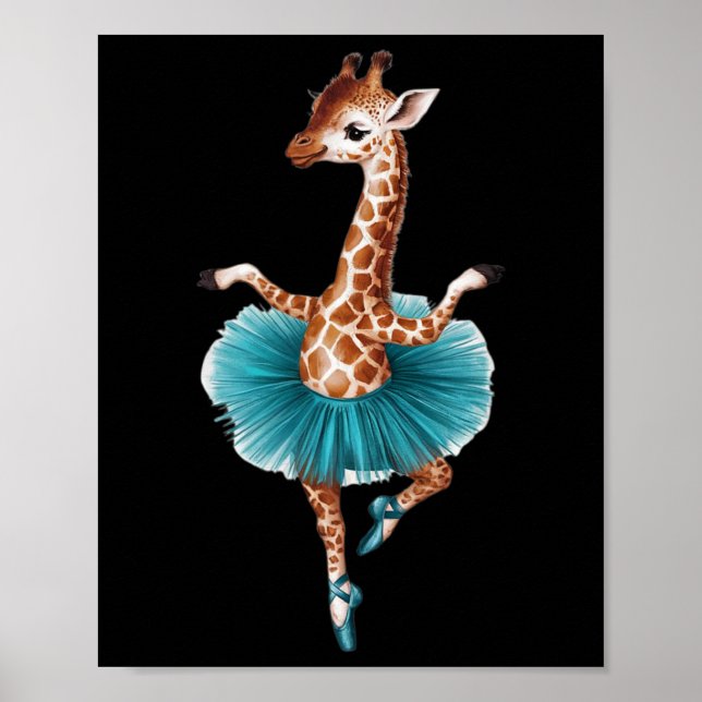 Cute Giraffe in a Tutu dancing as a Ballerina Poster (Framsidan)