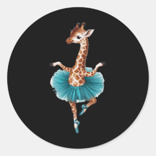 Cute Giraffe in a Tutu dancing as a Ballerina Runt Klistermärke