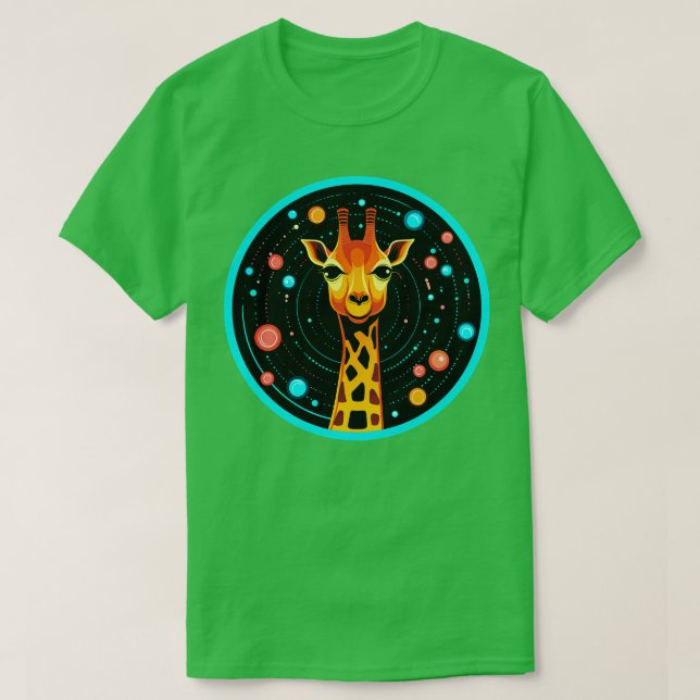 Cute Giraffe in Rymden Funny Zoo Animals T Shirt (Design framsida)